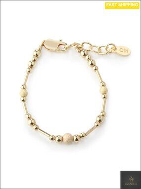 Hand Beaded 14K Gold Plated Bracelet Adjustable Link